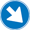 blauw rond bord met pijl naar rechts