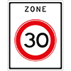 wit zone bord met 30