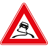 driehoekig verkeersbord rode rand met slippende auto